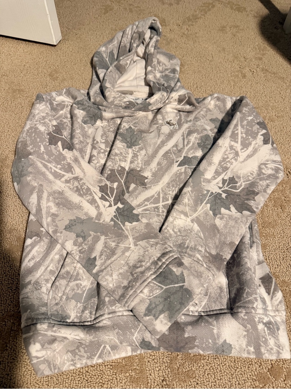 abercrombie kids Gray and White Leaf Camo Crewneck Hoodie